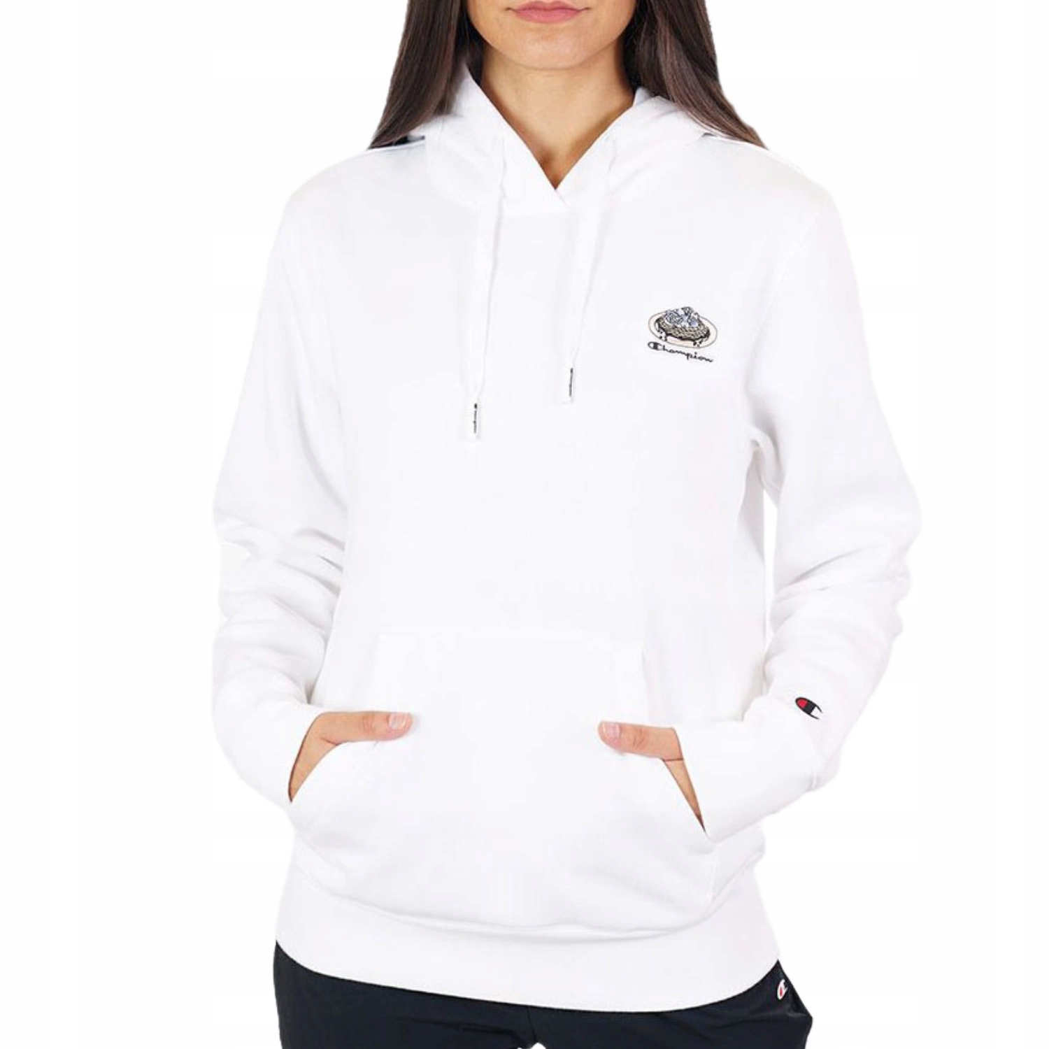 Mikina s kapucí Champion Sweatshirt bílá klokanka bavlněná vel. S