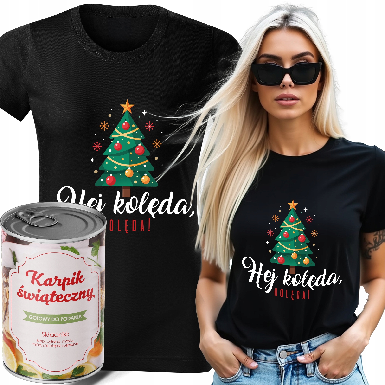 Tričko Tričko V Plechovce, Černé, Dámské, Vánoční Dárek Hej Kolěda Vel S