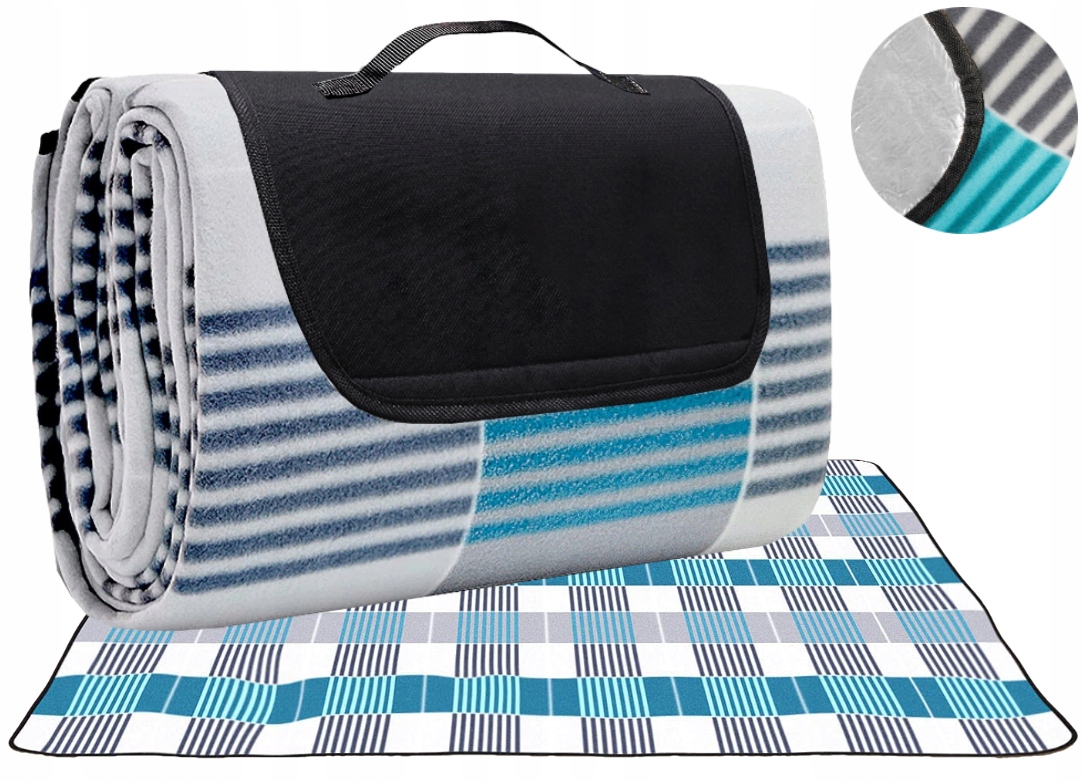 KOC PIKNIKOWY PLAŻOWY MATA Z IZOLACJĄ 200x200 niebieski