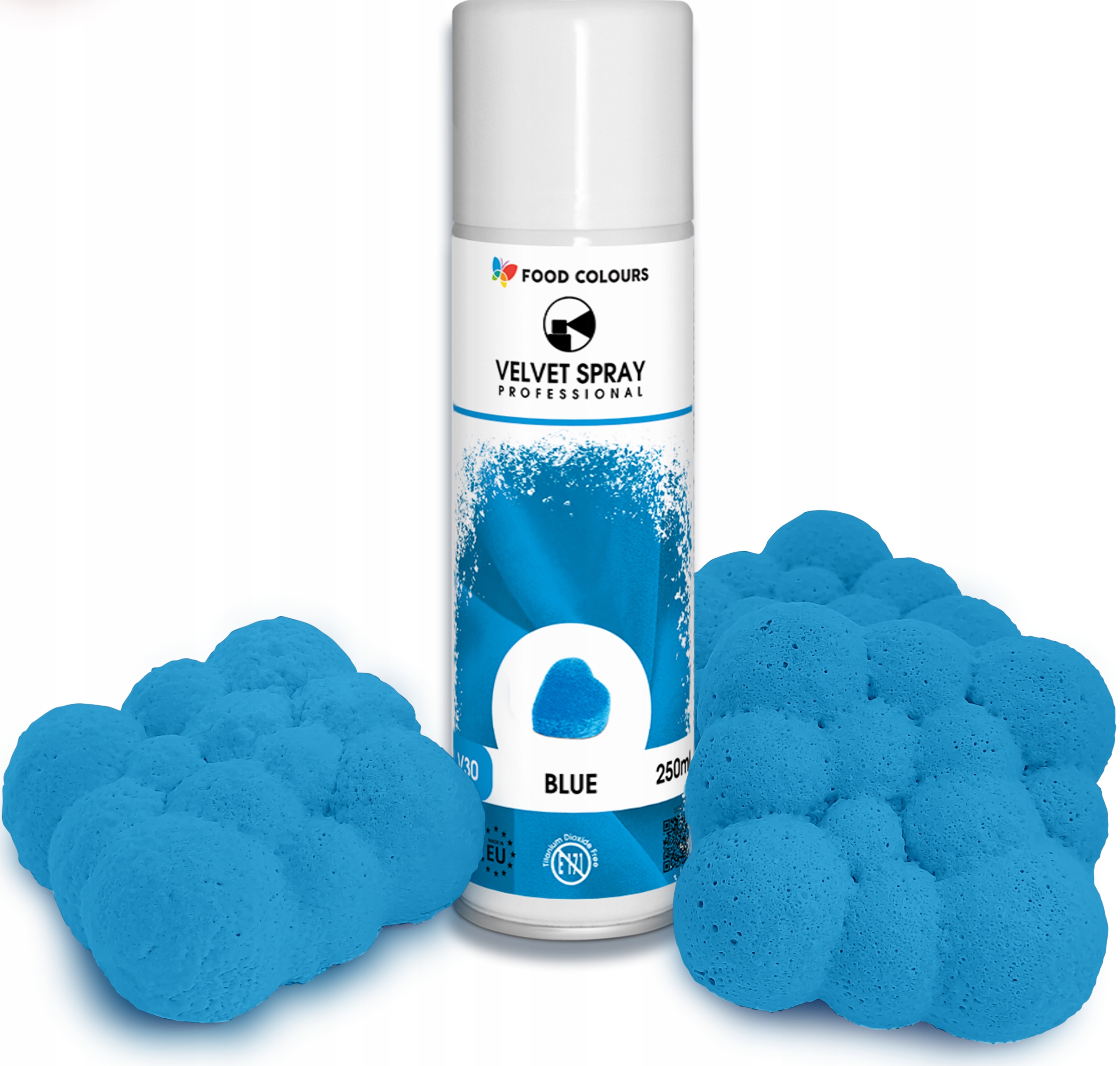 Levně Potravinářský Semiš Ve Spreji Modrý 250 ml dorty, monoporce Food Colours