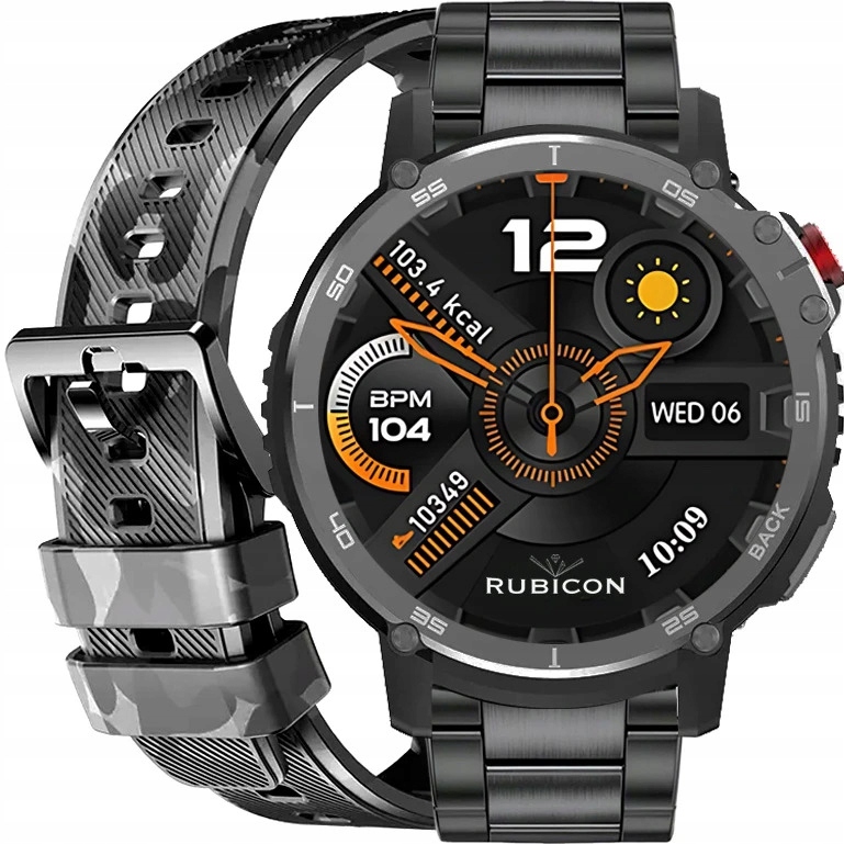 Pánské hodinky Chytré Hodinky maskáčový vojenské s náramkem Menu Pl 400 mAh Hovory