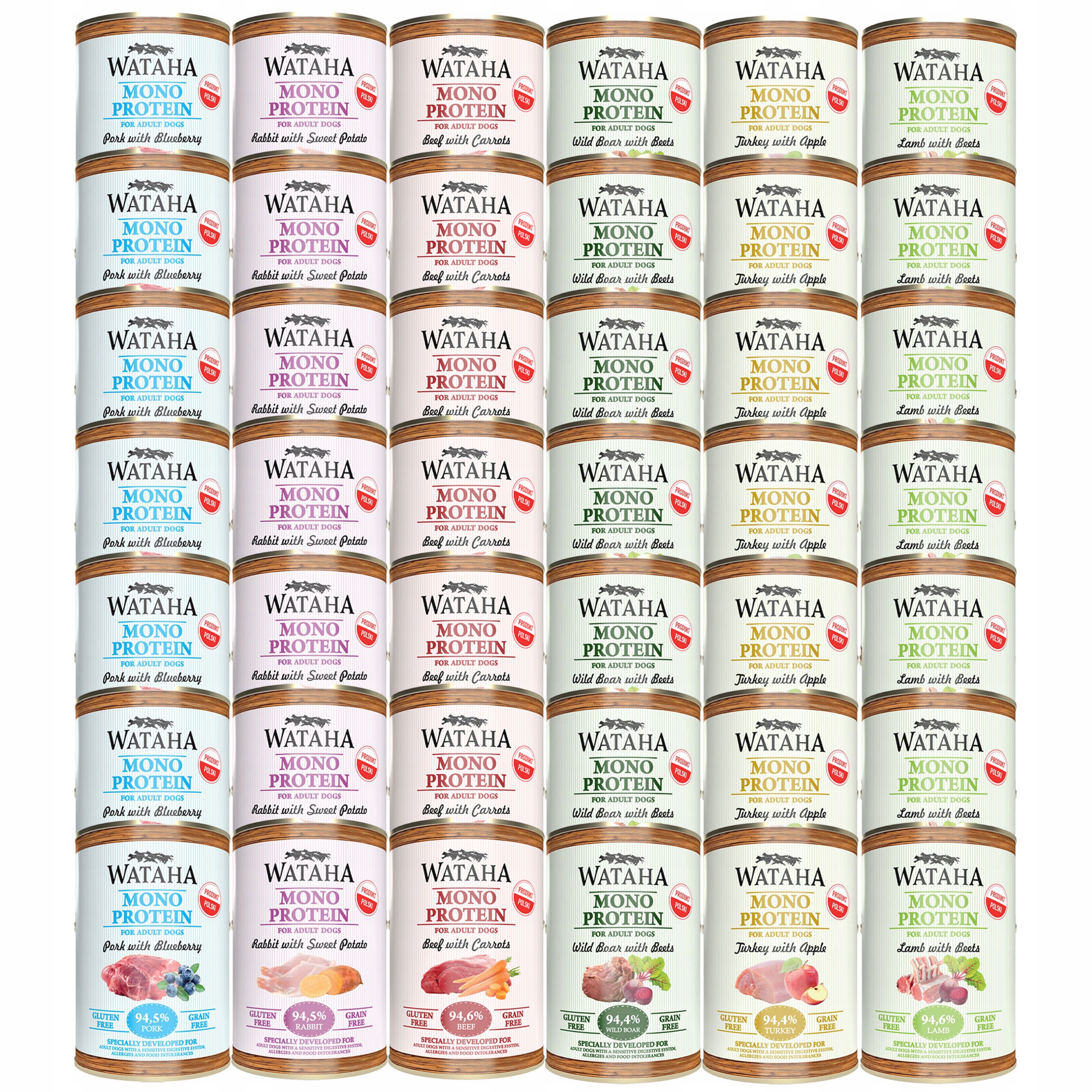 Wataha Mono Protein Adult karma mokra dla psa Mix smaków 42 x 400g