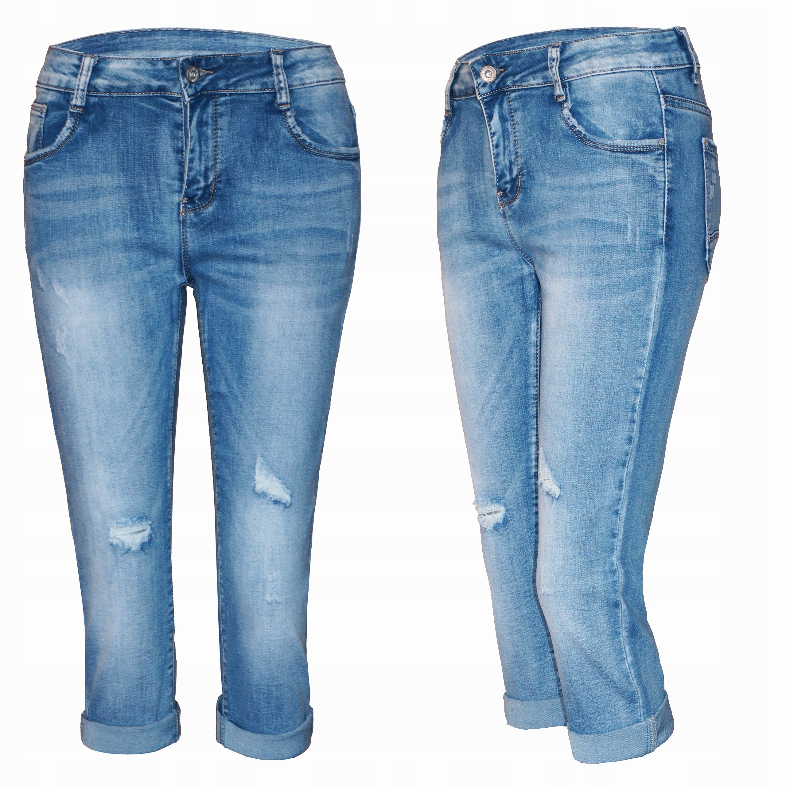 

Super Rybaczki jeansowe damskie Dziury L 40