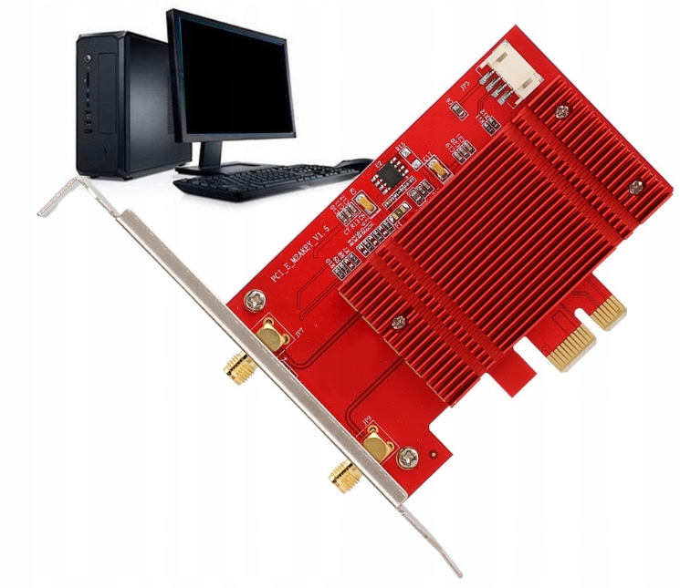 Radiátor pre Intel AX200 Bluetooth 5.0 Pci-e Desktop červený s anténami