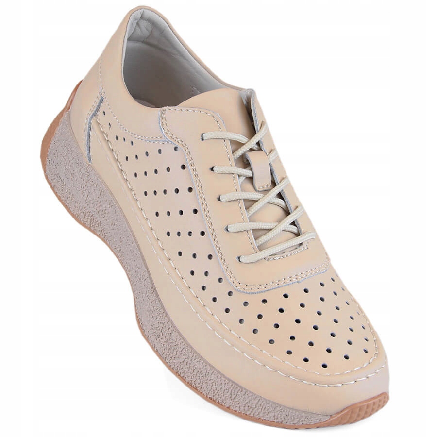 Kožené polobotky ažurové béžové Sergio Leone SP013 39