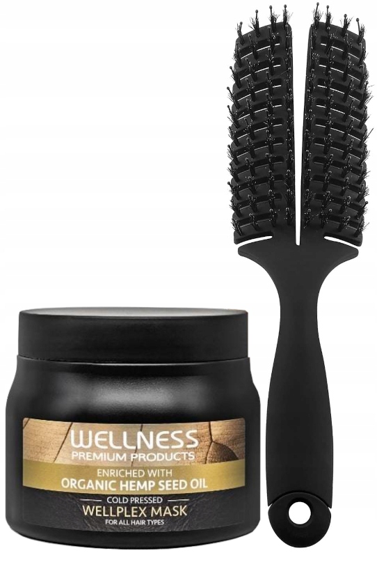 Czarna Maska Do Włosów Wellness Wellplex G Szczotka Z Dzika M Zestaw