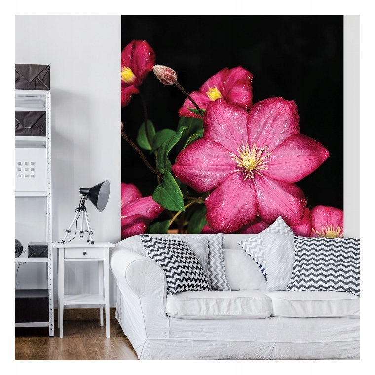 Fototapeta flizelina Klematis růžová s rosou elegance květin 206x275 lepidlo
