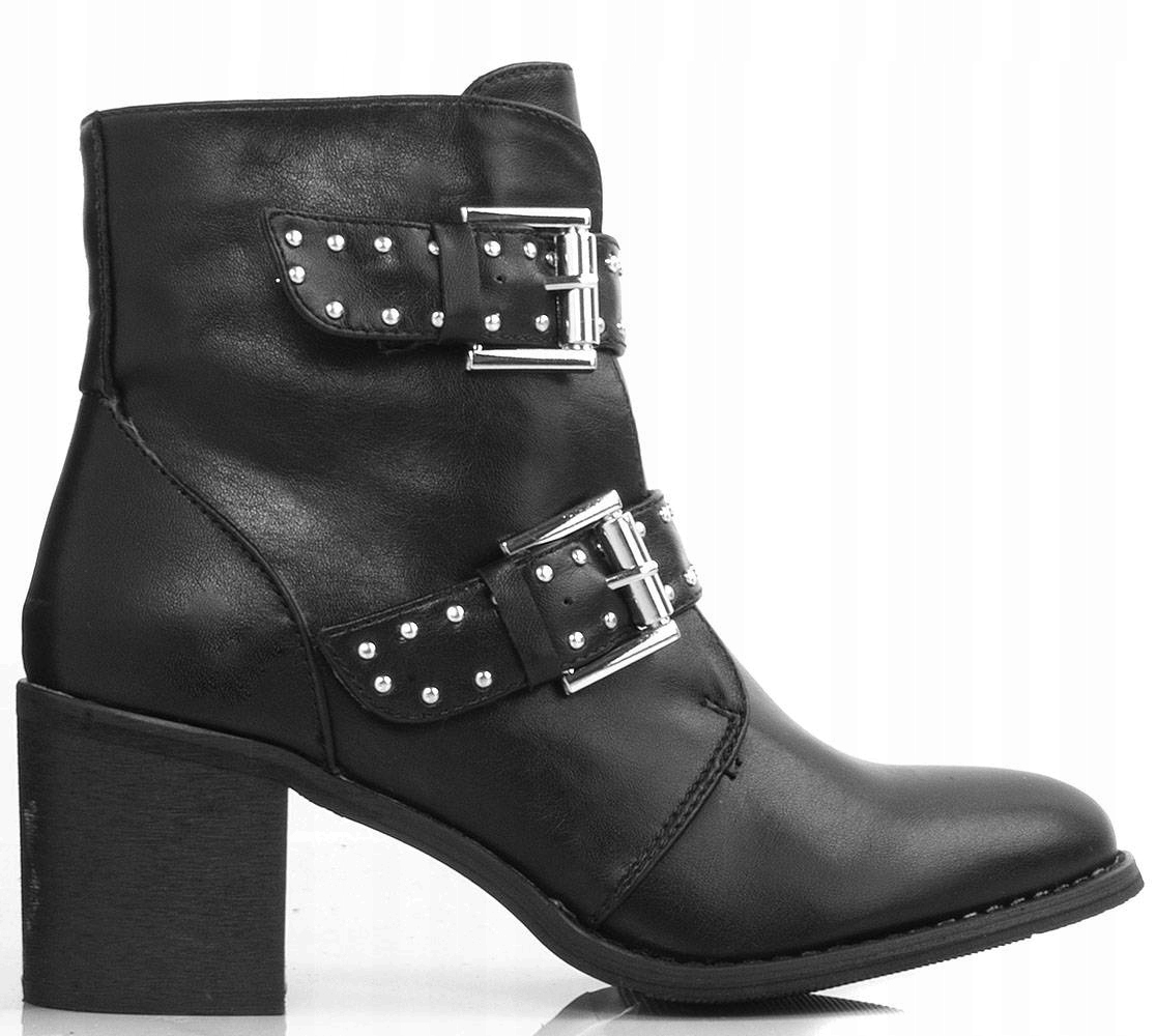 6154 CZARNE OCIEPLANE BOTKI NA OBCASIE SŁUPKU 38