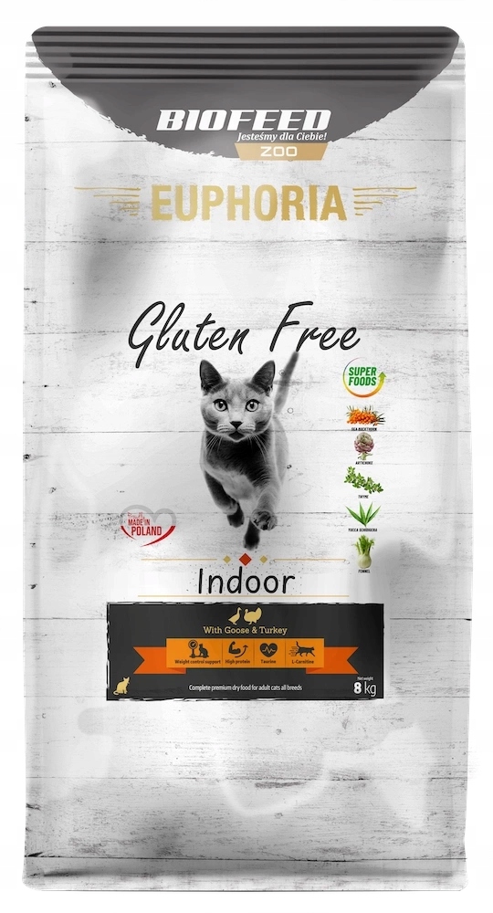 Euphoria Gluten Free Cat Indoor Indyk Gęś 8 kg