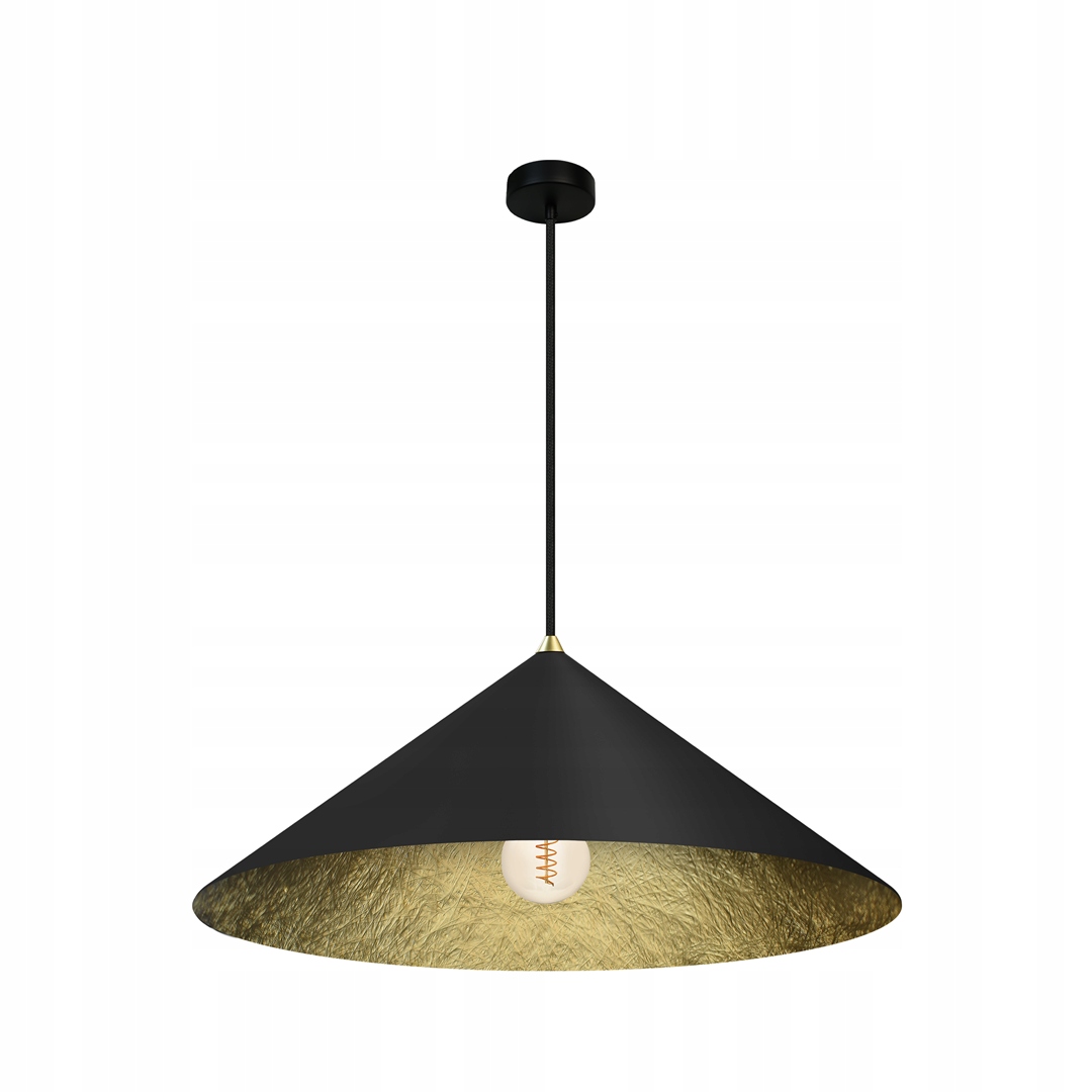 Lampa wisząca Fuji czarno złoty klosz stożek Ø50cm E27 Milagro