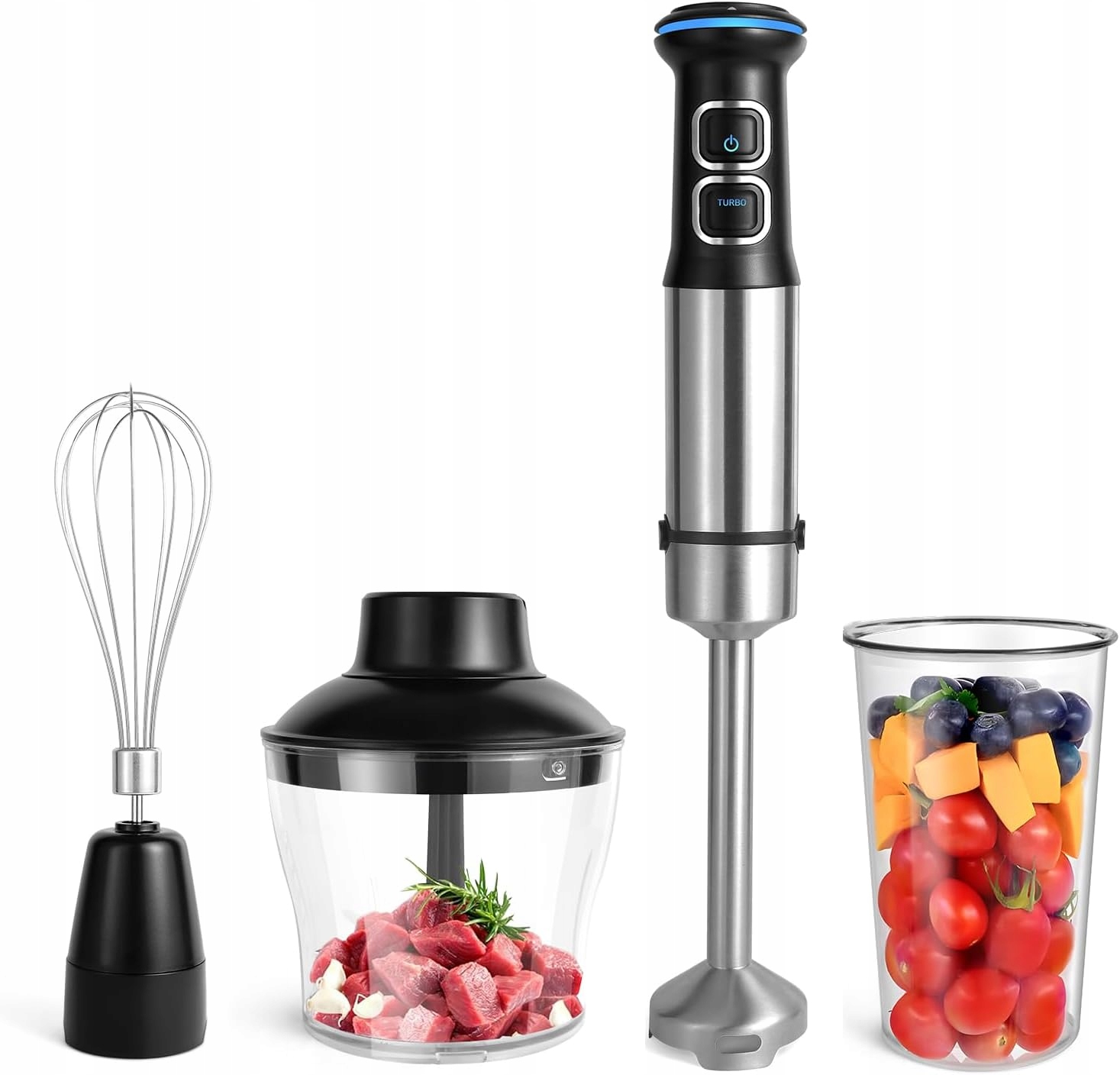 Ruční mixér 1500W 4v1 Sada na drcení ledu Turbo 21 rychlostních stupňů Kolohoso