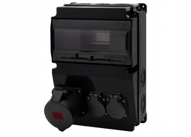 Rozdzielnica Lago Zestaw Siłowy Czarny 16A 5p, 2x230V/10 modułów Ip 44