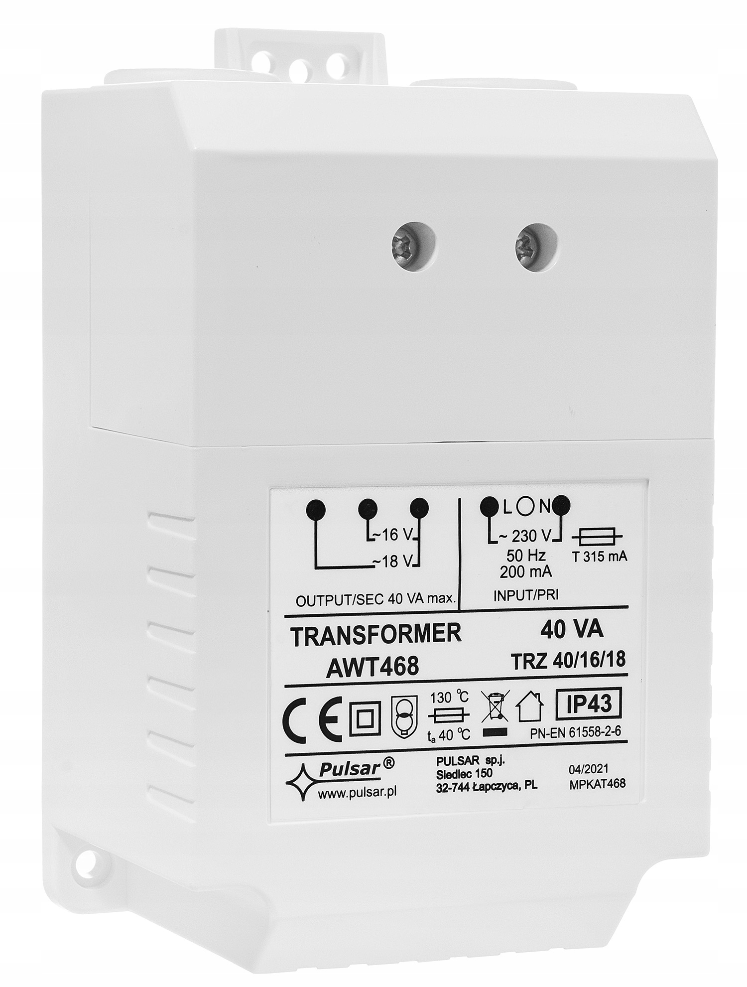 AWT468 - transformator TRZ 40VA/16V/18V AC/AC