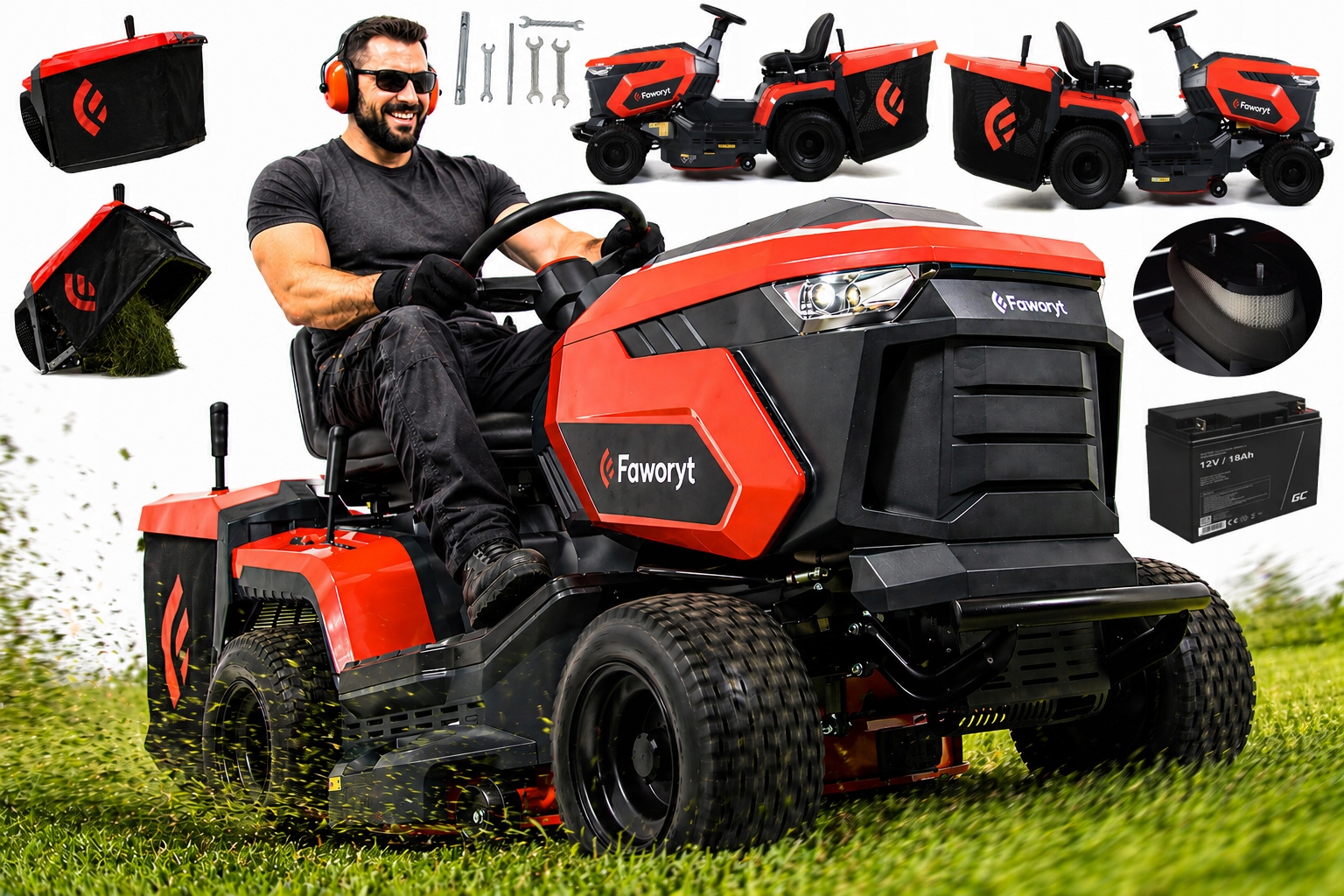 Traktorek Ogrodowy Spalinowy Faworyt Kosiarka 84 CM Silnik Loncin 250L Full