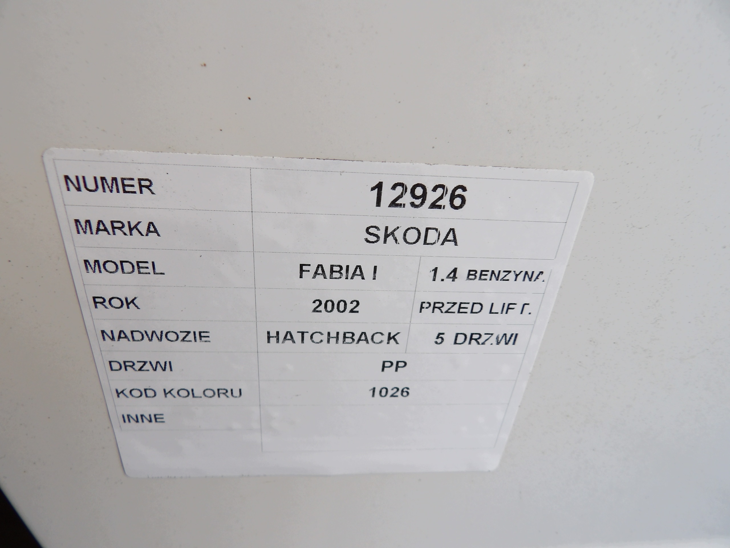 Skoda Fabia and door front right 1026 HB