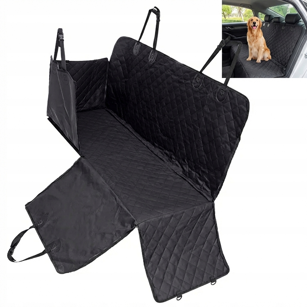 Levně Voděodolný potah do auta pro psy 133x140 cm, protiskluzová podložka černá