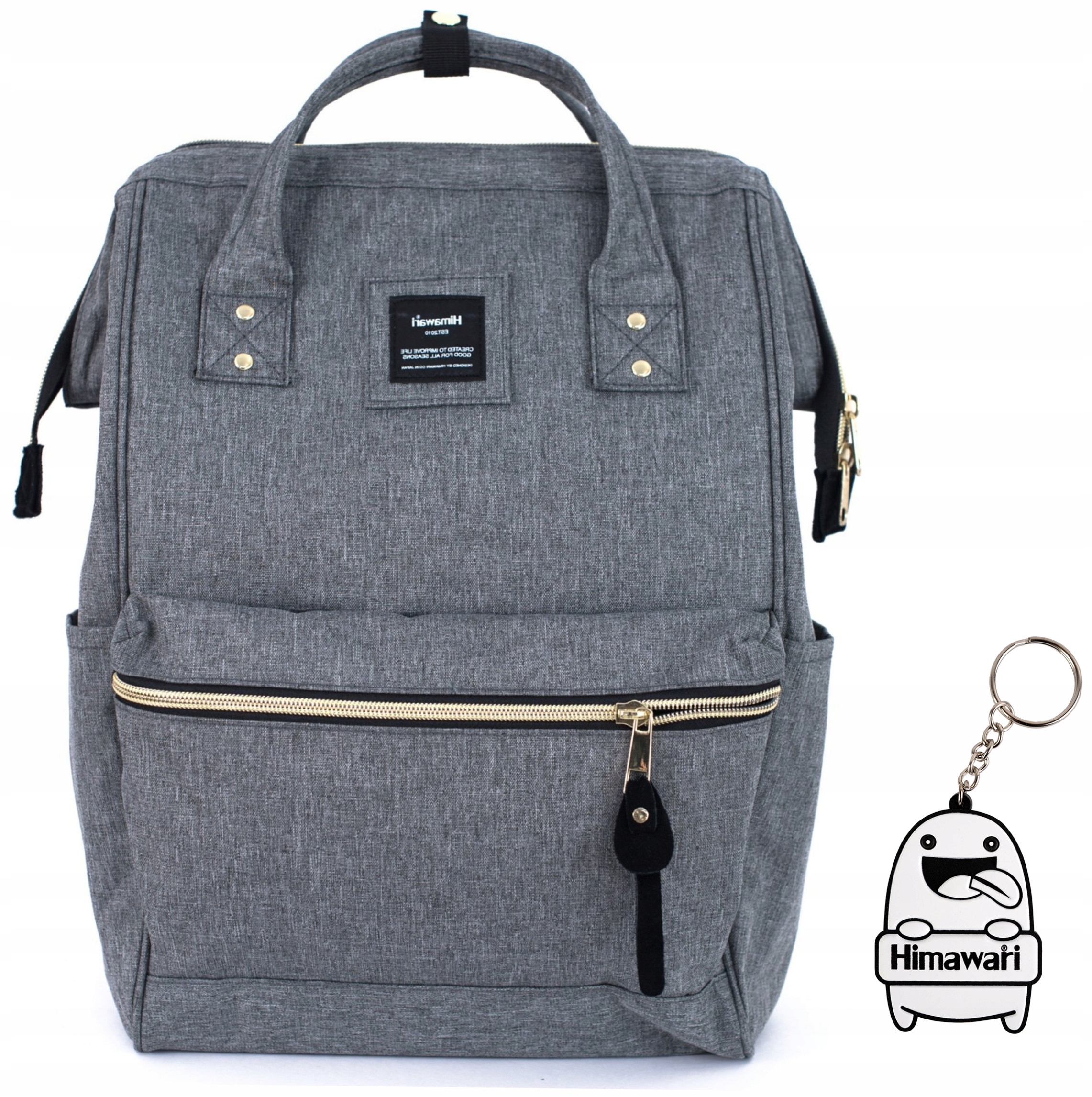 Batoh Himawari Classic školní lehký batoh na notebook, prostorný, šedý