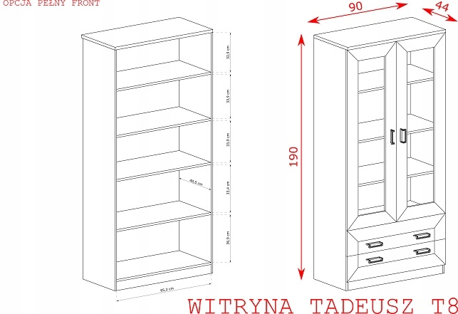 Witryna dwudrzwiowa TADEUSZ T8- 2 KOLORY Marka Jarstol