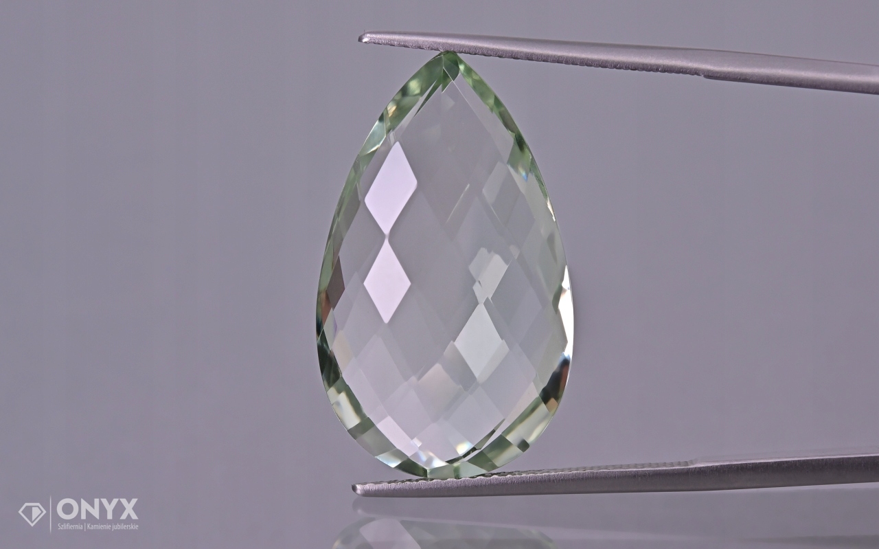 Prasiolit fasetovaná slza 25x15 mm