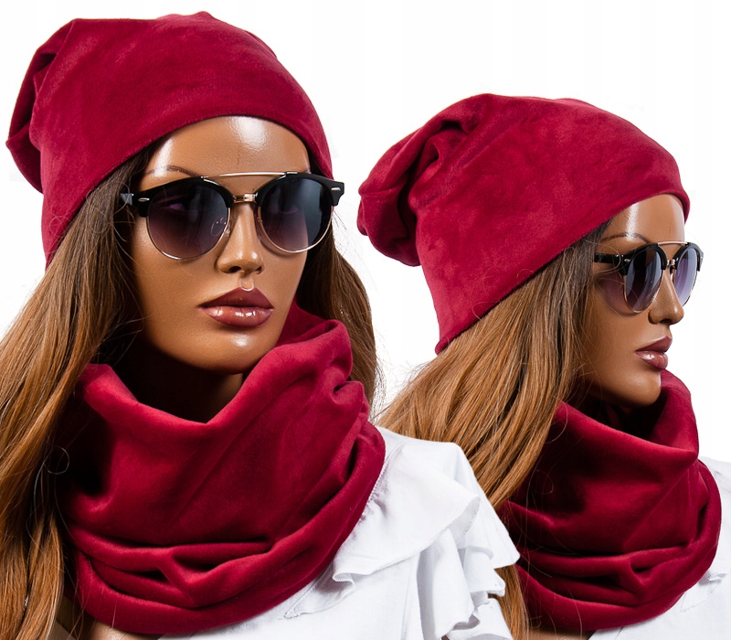

Welurowy Polski Komplet Czapka beanie + Komin tuba