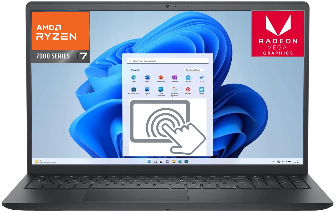 Laptop Dell 15 DC15255 15,6" Fhd Dotyk Ryzen 7 7730U 8GB SSD1024GB W11