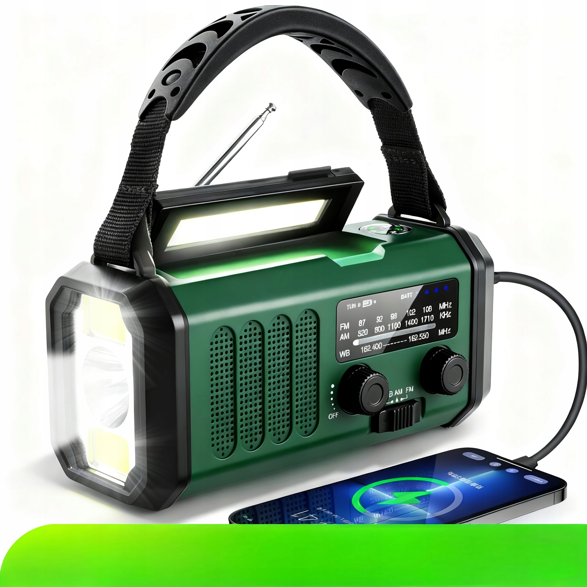 10000mAh Solární nouzové rádio s Am/fm, předpovědí počasí, Sos, Usb nabíječkou a kompasem