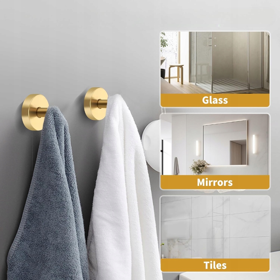 WIESZAK ścienny na ręcznik NA SUPER MOCNĄ PRZYSSAWKĘ NA SZKŁO GLAZURĘ 2szt Szerokość 60 mm