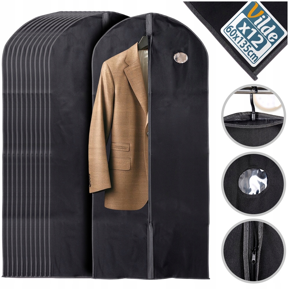 12x Pokrowiec Na Ubrania odzież garnitur koszulę sukienkę ochronny 60x135cm