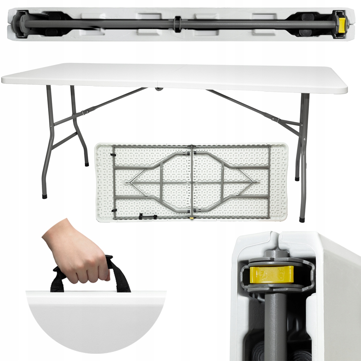 Stół Ogrodowy Cateringowy Składany 180CM Turystyczny Na Balkon Taras Mocny