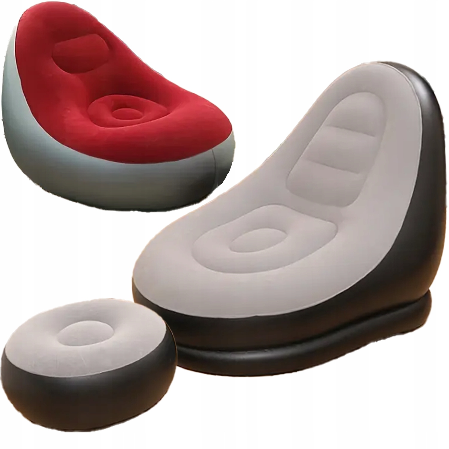 Odpočinková Nafukovací Vločkovaná Pohovka S Křeslem A Podnožkou