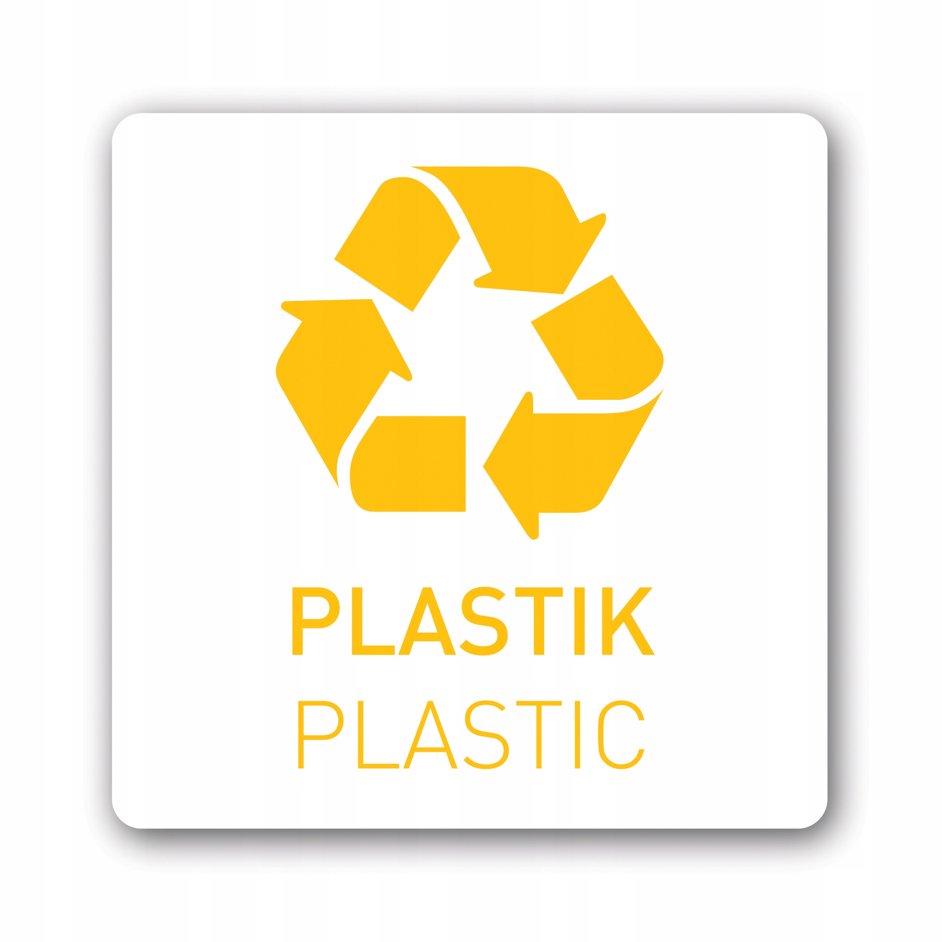 recykling PLASTIK naklejka 120x120mm PL/EN