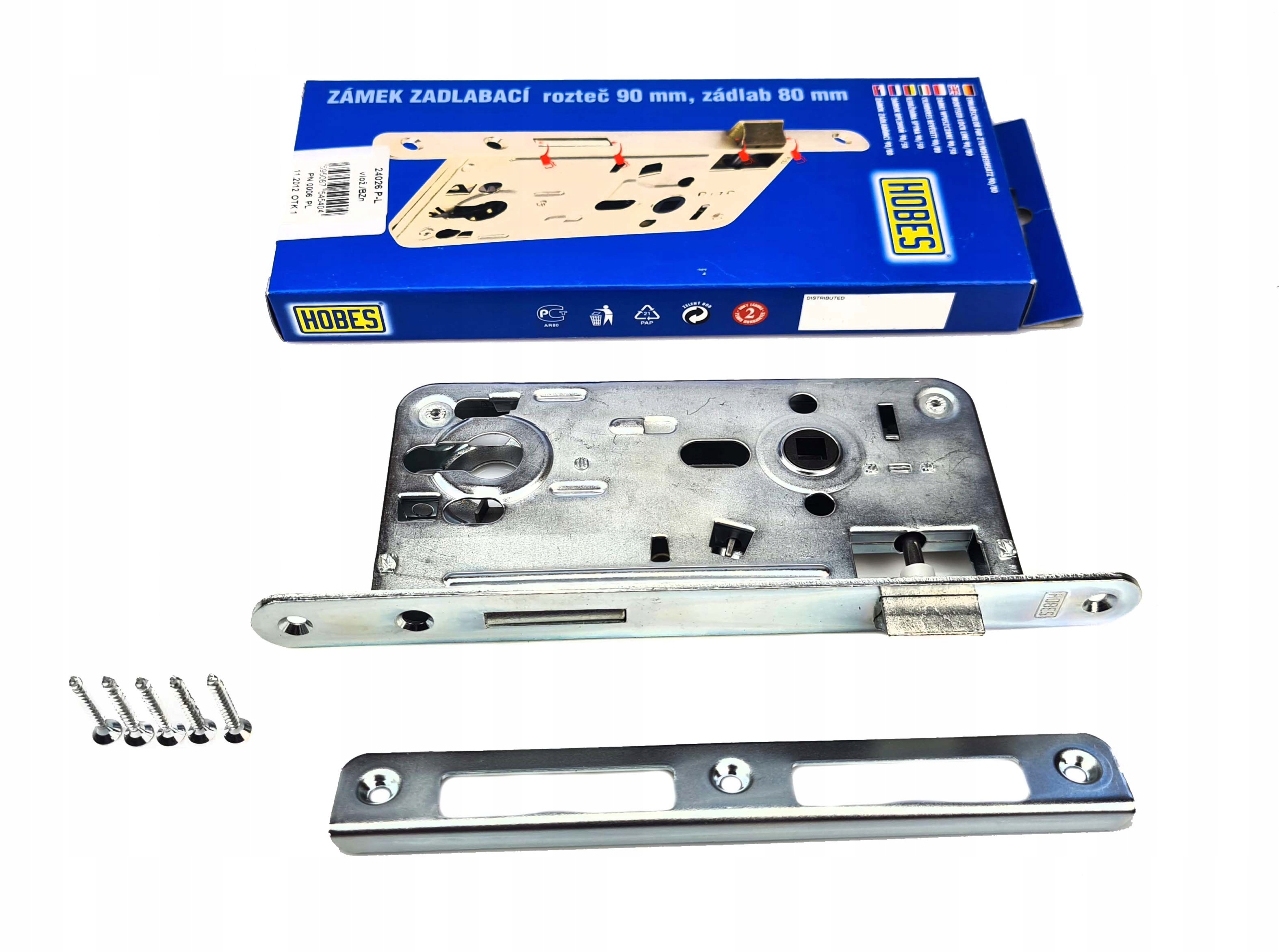 ZAMEK WPUSZCZANY DO DRZWI HOBES 90/50 WKŁAD 24026