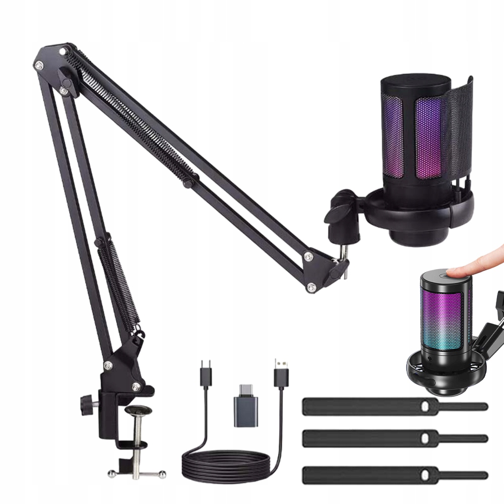 Rgb Kondenzátorový Mikrofon S Pop Filtrem Pro Mediální Studia