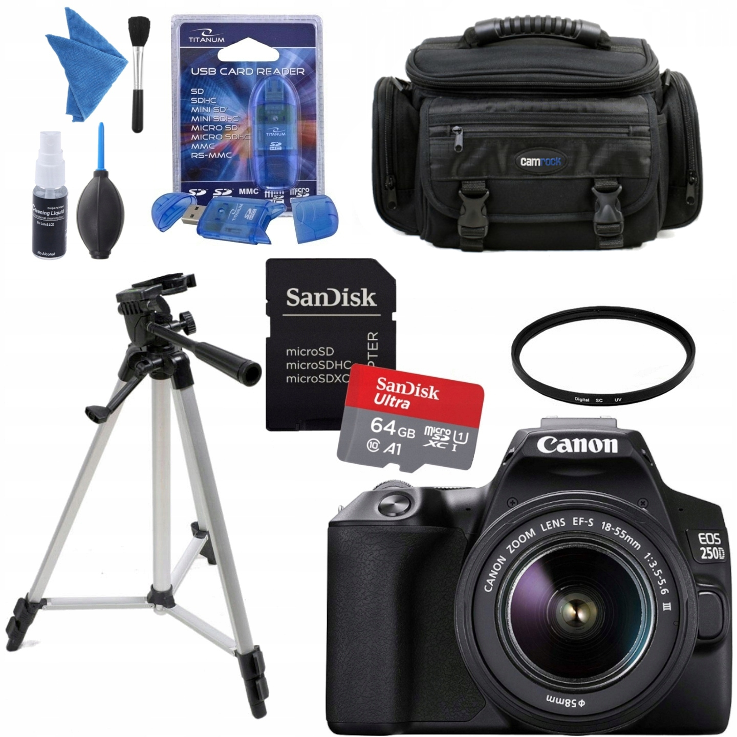 Canon Eos 250D Wi-fi 4K Canon 18-55MM F3.5-5.6 DC III Gratisy