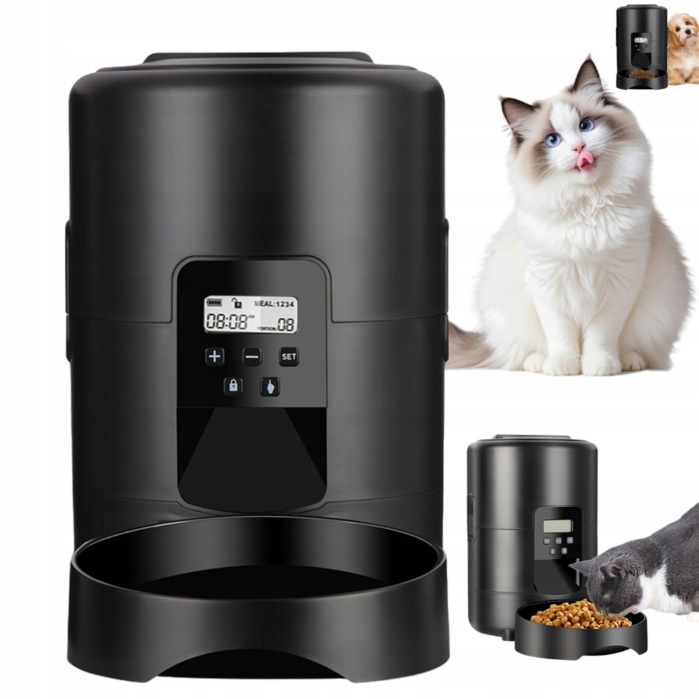 Levně Automatický Dávkovač Krmiva Pro Psa A Kočku LCD Obrazovka Vyměnitelná Miska 26 CM