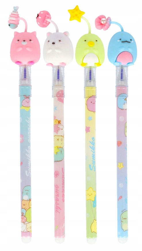 DŁUGOPIS NIEBIESKI ŚCIERALNY WYMAZYWALNY 4 SZTUKI Kolor Odcienie czerwieni Odcienie niebieskiego Odcienie żółtego i złota Wielokolorowy