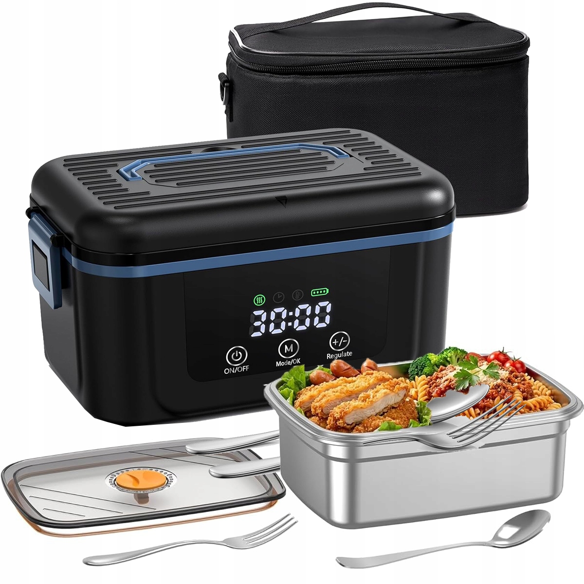 Elektrický Obědový Box 7.4V/60W Ohřívač Jídel Přenosný Termo Taška Nabíjecí