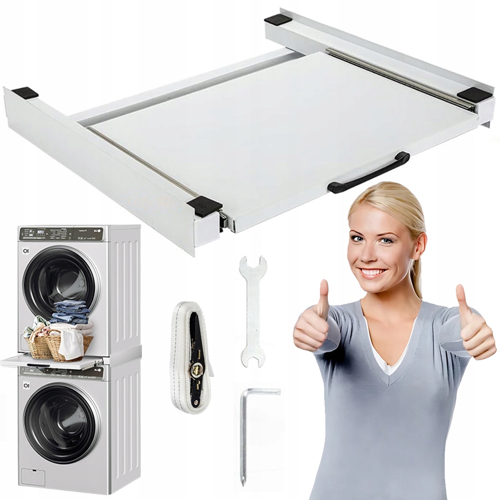 Łącznik pralki suszarki Biały wysuwana półka 60cm Nośność 150kg Mocny