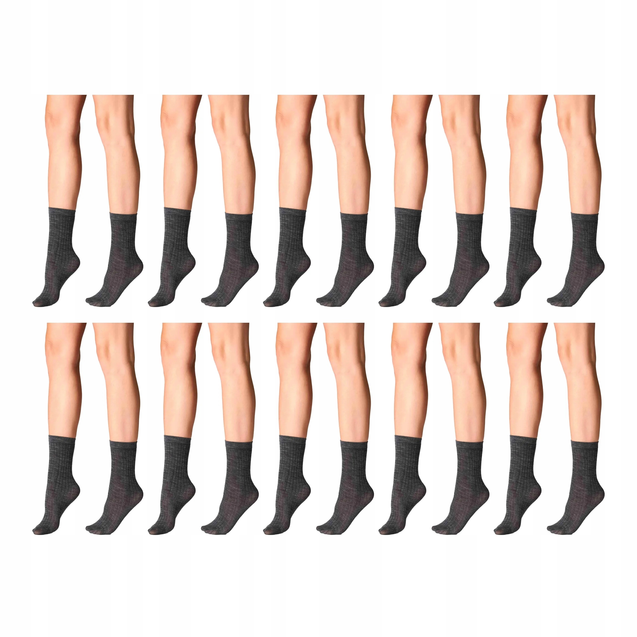 10 párů Ponožky s merino vlnou 10x Černá/šedá Univerzální