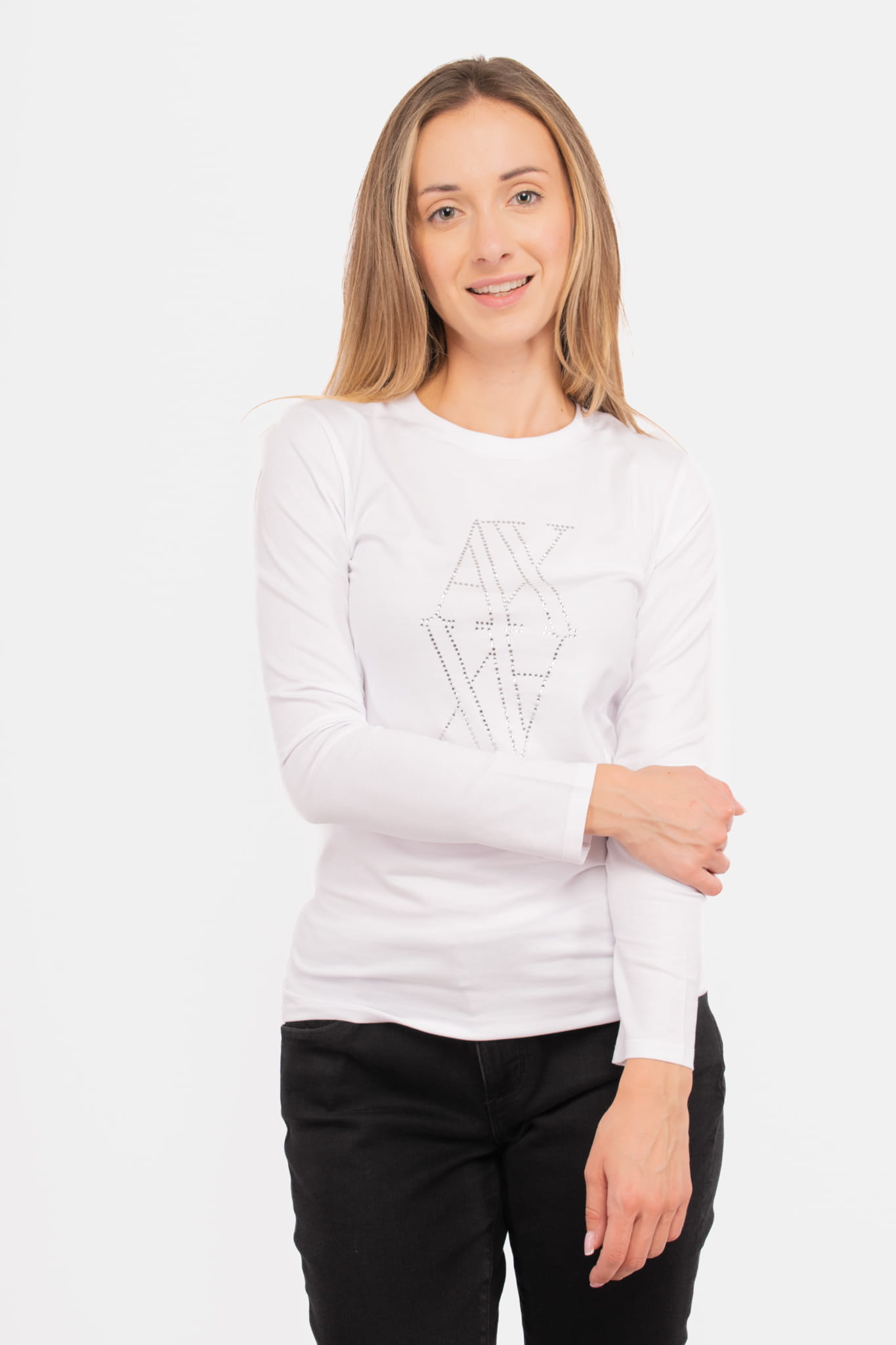 Dámský dlouhý rukáv Armani Exchange 6DYT05 Yjdtz bílý Xs