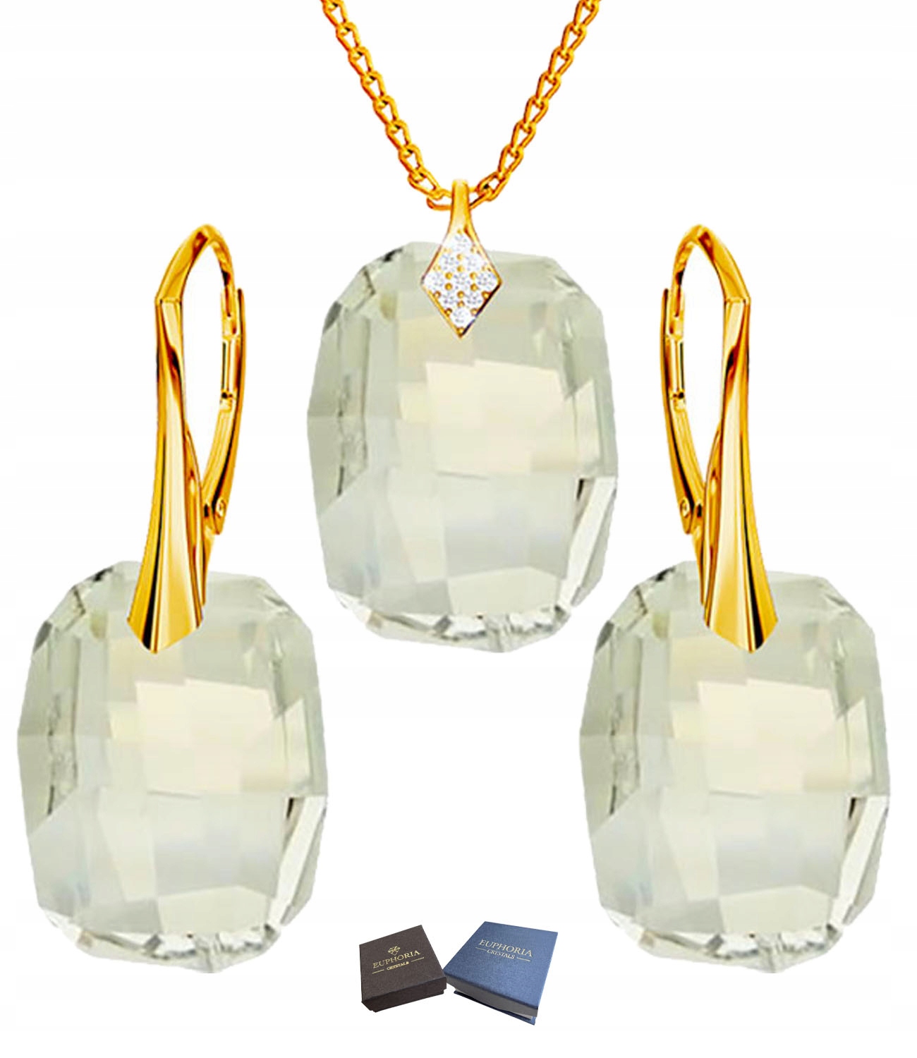 Zlatý dámský komplet Náhrdelník Náušnice Stříbrné šperky 925 Pro ženy