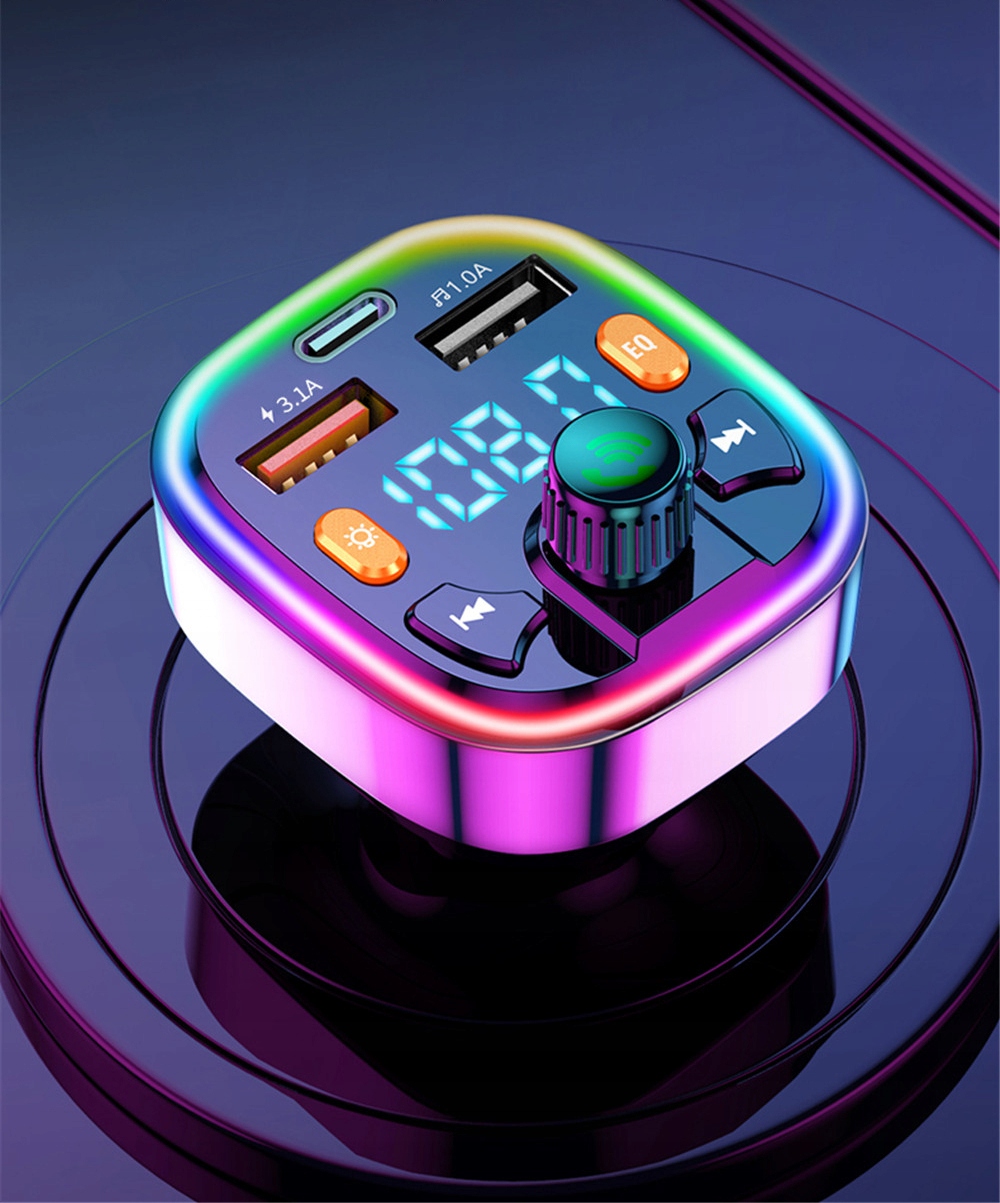 TRANSMITER FM BLUETOOTH 5.0 ŁADOWARKA QC 3.0 PD 20W RGB 2x USB USB-C Model 74-170#