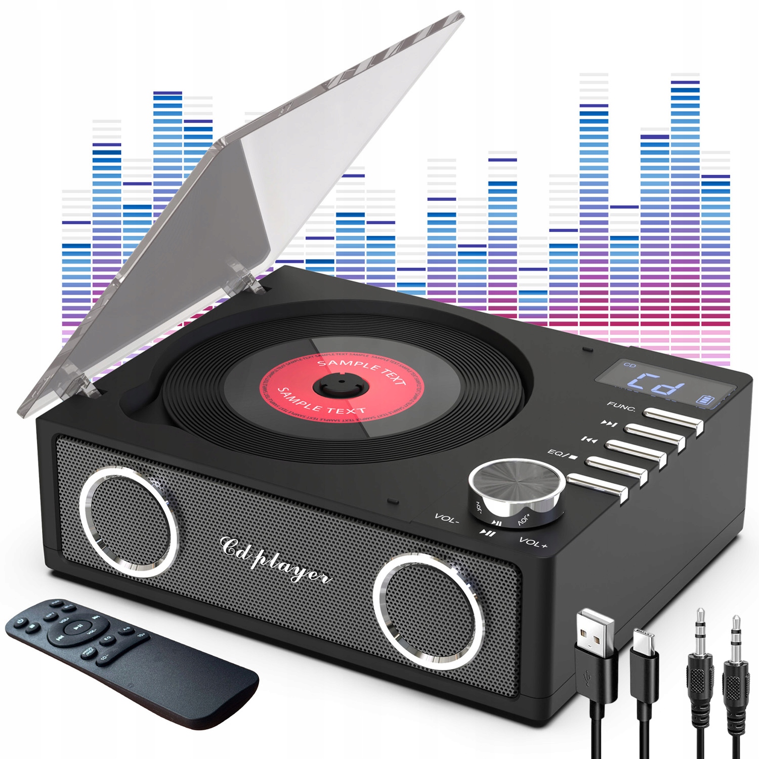 Přenosný Přehrávač CD Reproduktor Bluetooth Přehrávač Vinylových Desek