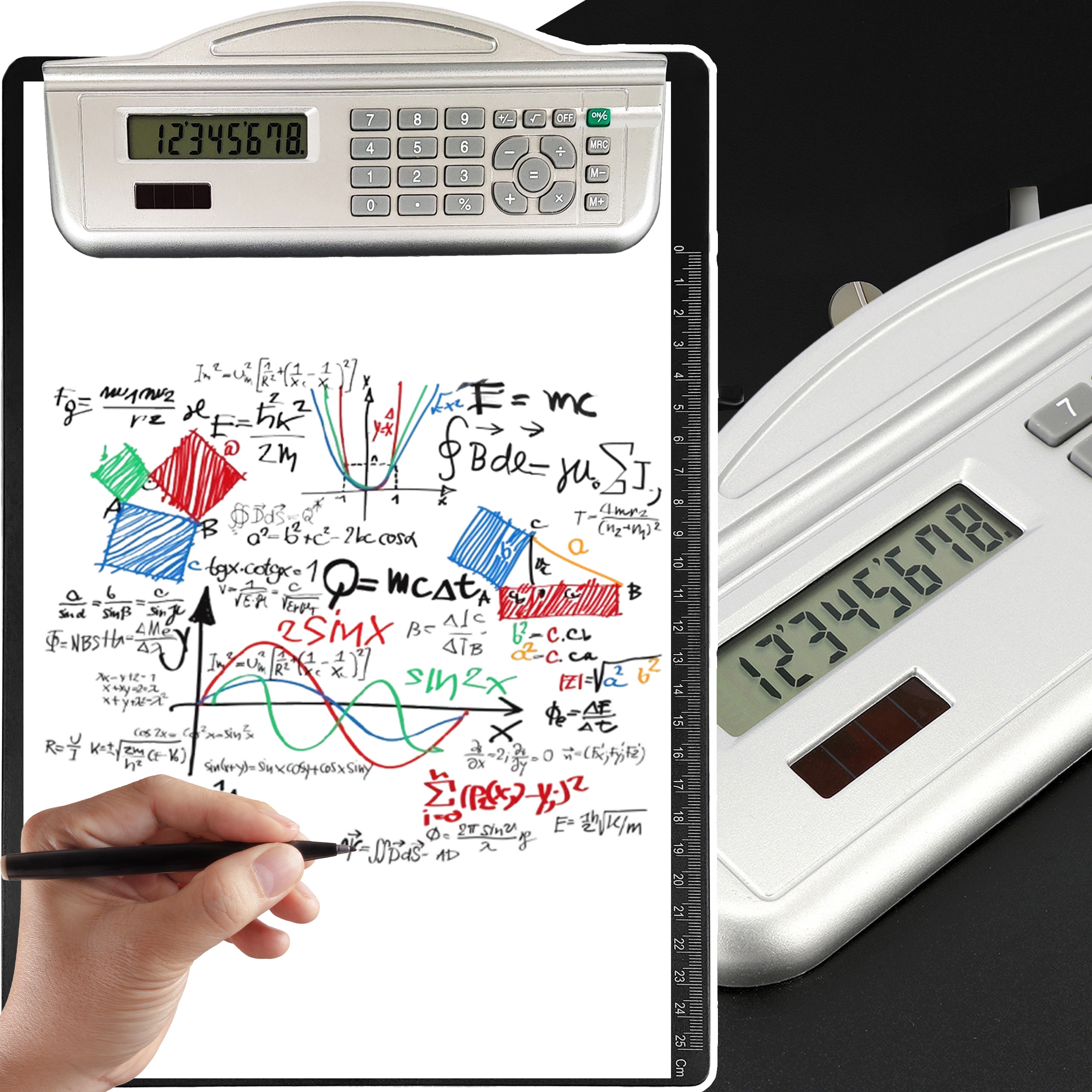 Блокнот с калькулятором А4 плюс линейка 25 см 3в1 для домашнего офиса школы