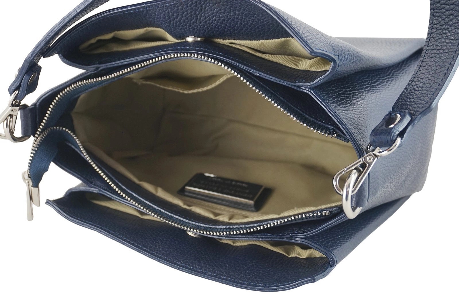 Torebka damska kuferek skórzana na szerokim pasku włoska - Brązowa jasna Styl miejski