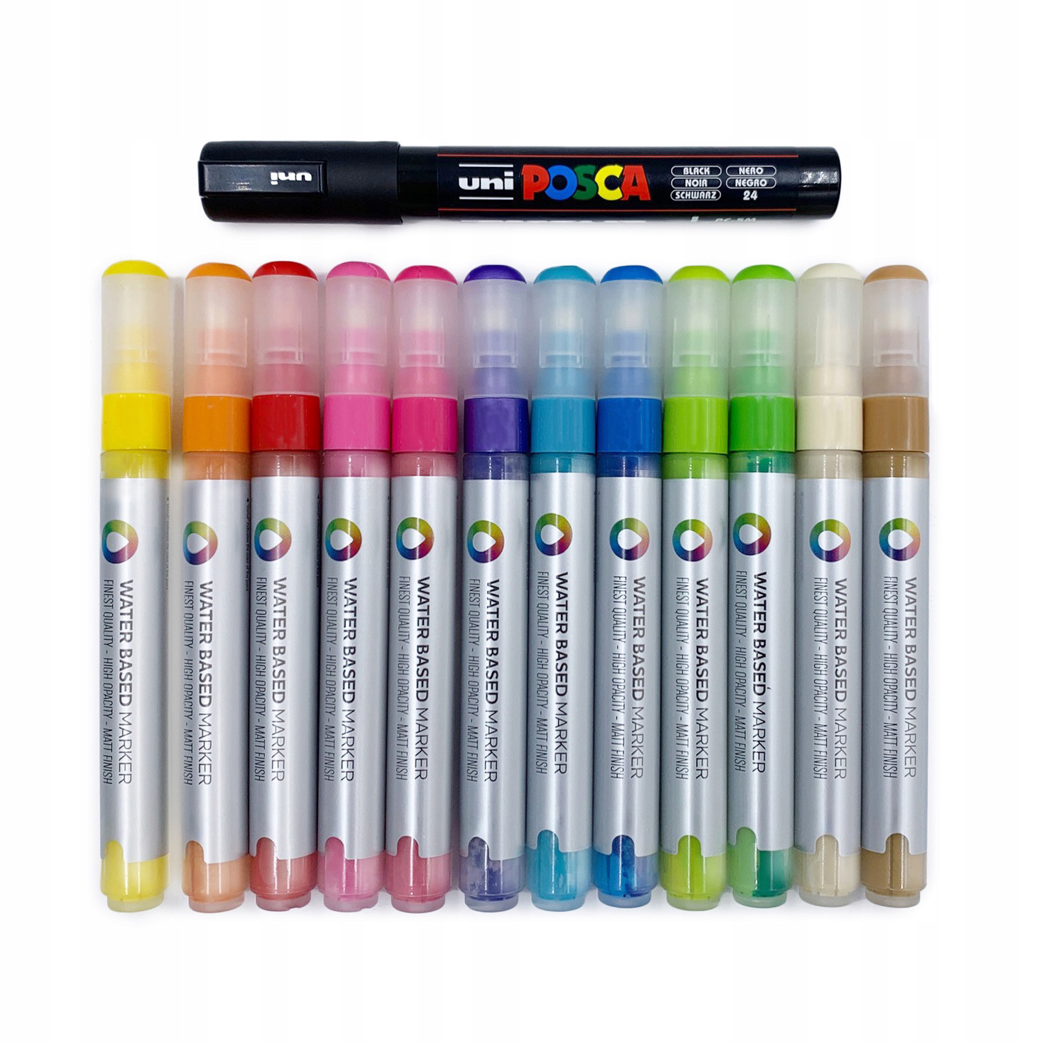 Zestaw markerów dekoracyjnych Mtn 3mm POSCA-5M z farbą plakatową 12+1