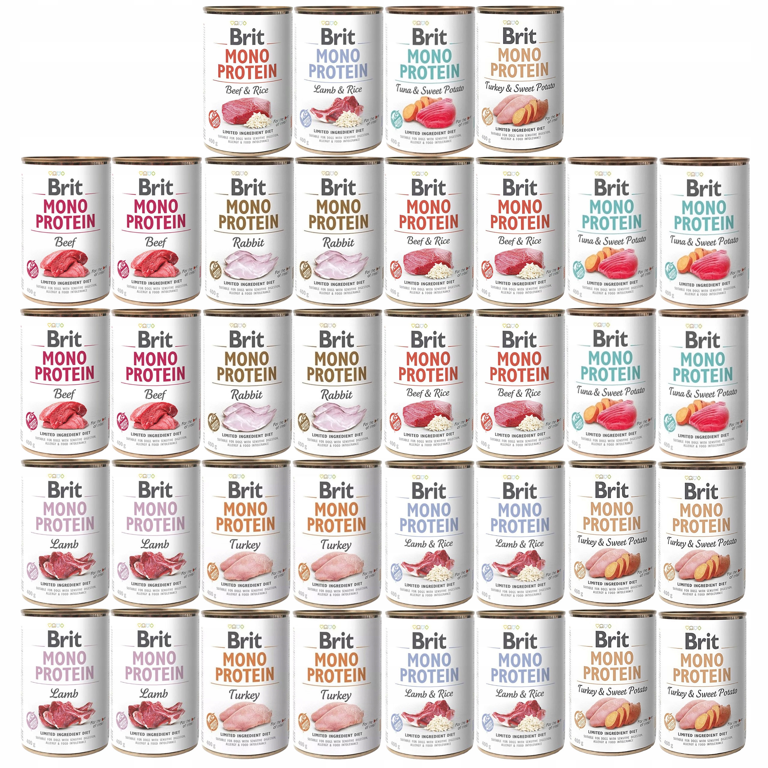 Levně Brit Mono Krmivo mokré pro psy mix chutí 36 x 400 g, monoproteinové, bez obilovin