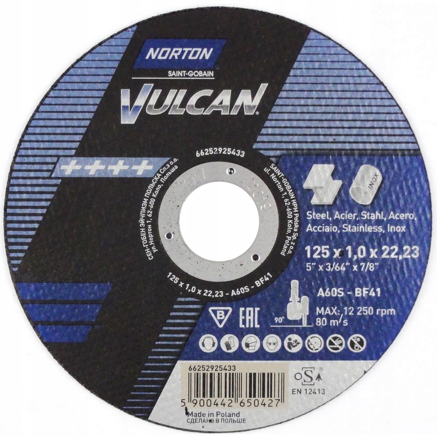 

Norton Vulcan tarcza do cięcia stal metal 125x1,0