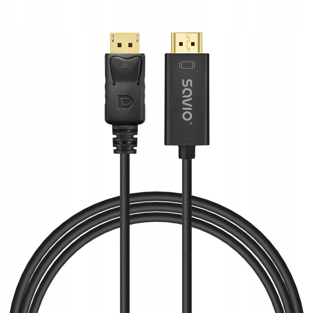 Kabel adapter DisplayPort do Hdmi Savio CL-183 1,5m czarny