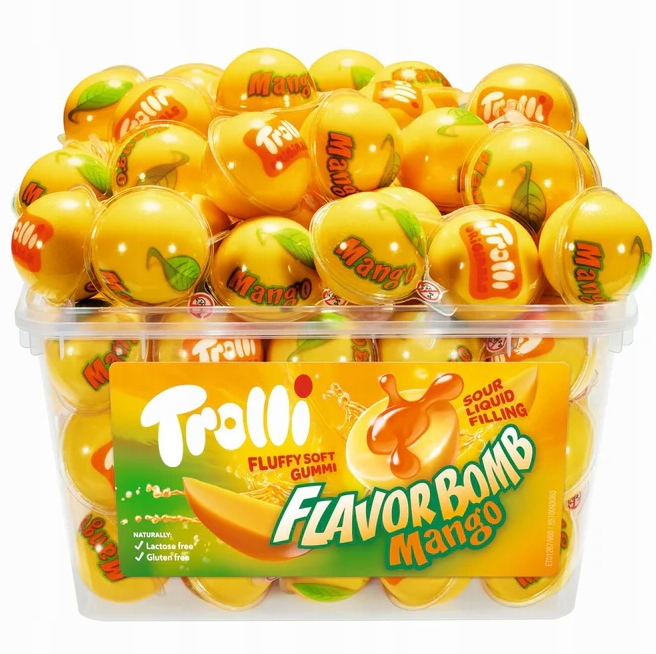 Levně Trolli Flavor Bomb Mango želé bonbony s mangovou šťávou 60 kusů 1128 g